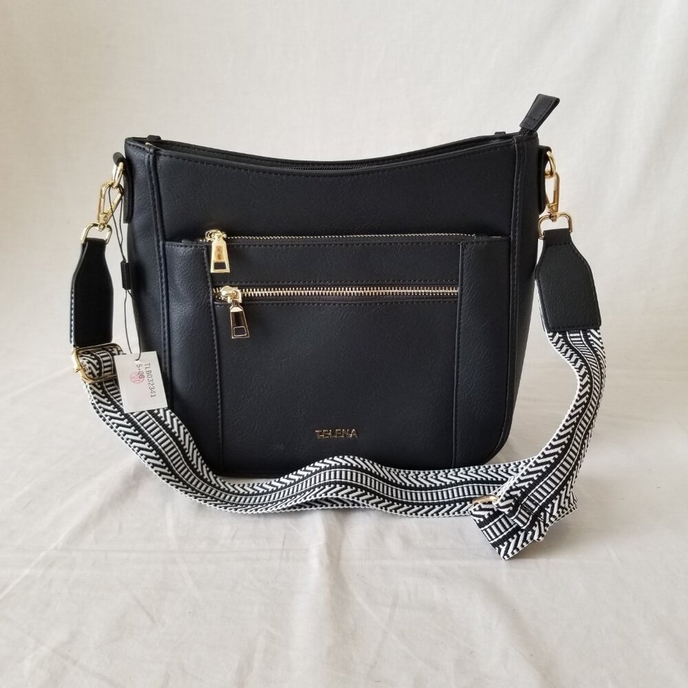 NWT! Telena Faux Leather Purse Shoulder Crossbody Bag w/Detachable Woven Strap
